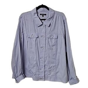 Relativity Button Down Linen Blend Top Shacket Womens Plus Size 3X NWT